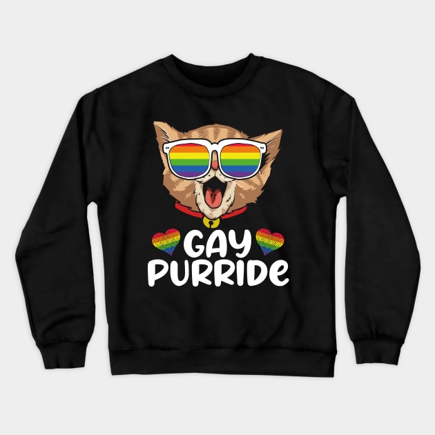 Gay Purride Gay Pride Cat Crewneck Sweatshirt by aneisha